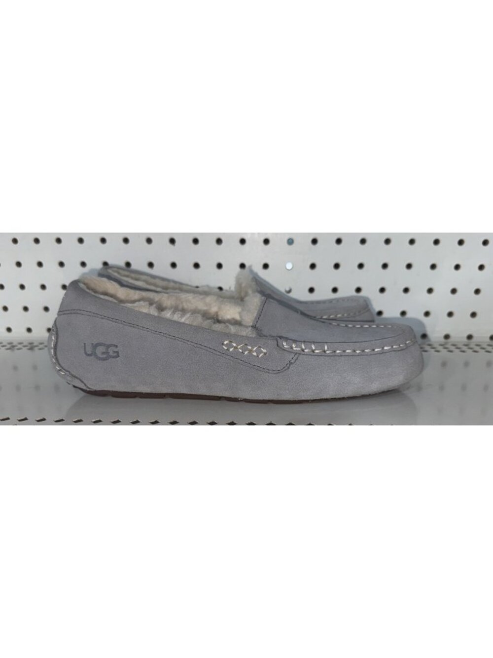 UGG Australia Ansley Womens Suede Faux Fur Lined Moccasin Slippers Size 10 Gray